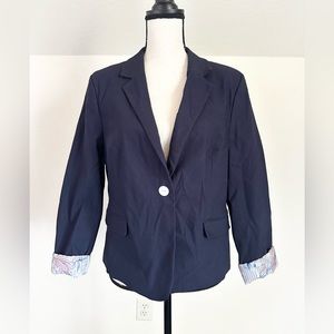 Jules & Leopold Women’s Lined One Button Rolled Sleeve Navy Blazer, Large
